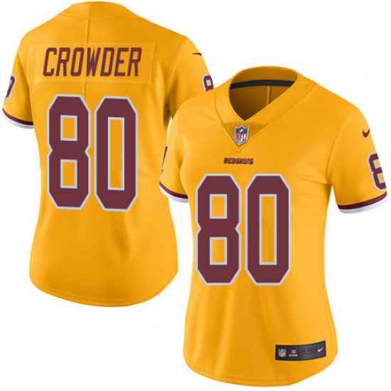 Nike Redskins #80 Jamison Crowder Gold Womens Stitched NFL Limited Rush Jersey